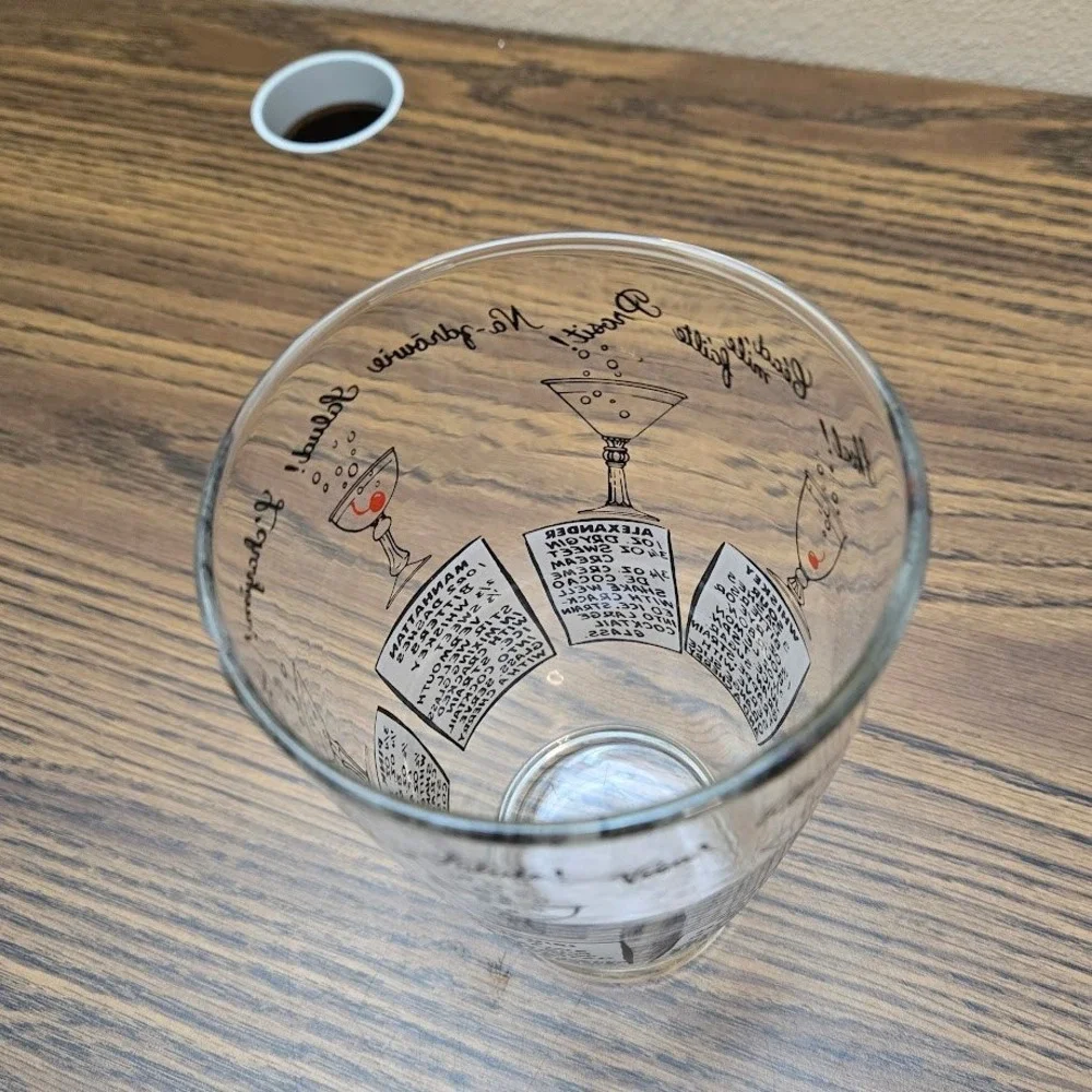VTG Cocktail Recipe Barware Glass‎ Drink Shaker NO LID SEE DESC